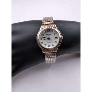 PRECISION‎ Wristwatch GP435L DATE washed gold-tone STEEL FLEXBAND New battery